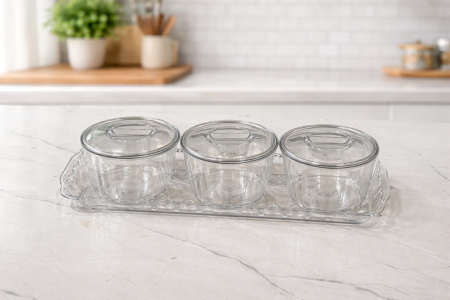 صنية مع.  3 صحون مكسرات اكريلاك