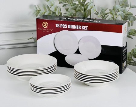 طقم صحون ابيض 18قطعة