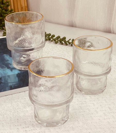 كاست عصير شفاف حز ذهبي