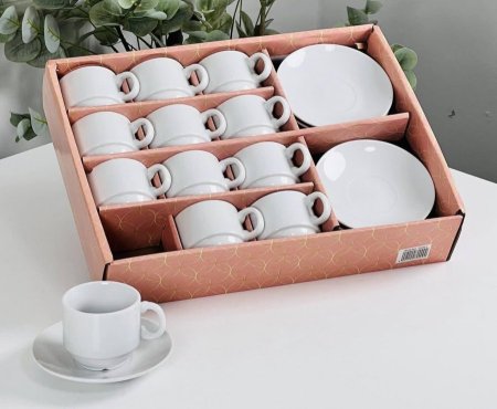 فناجين قهوة 12+12 ابيض