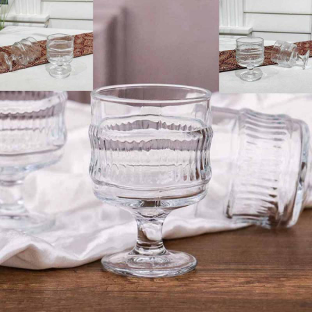 طقم كاسات عصير /12 برجل زجاج شفاف KX2245 A/B/C/D