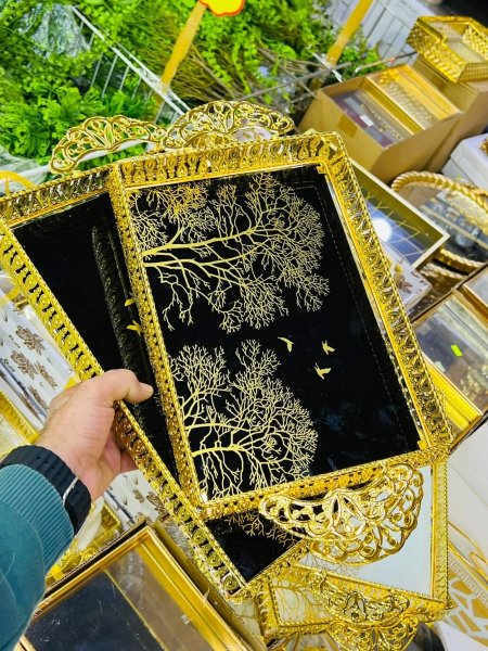 طقم صواني تقديم بيوتر قطعتين