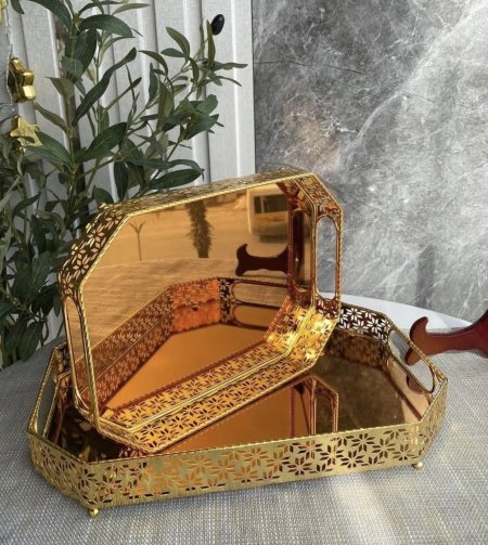 طقم صواني تقديم بيوتر قطعتين