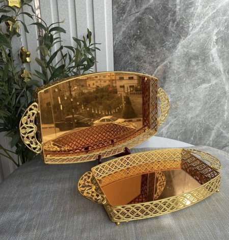 طقم صواني تقديم بيوتر قطعتين