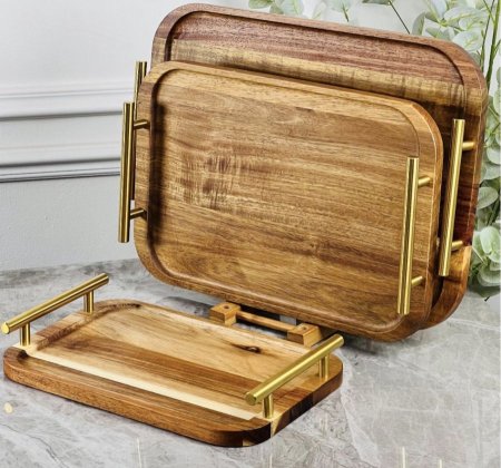 طقم صواني 3قطع خشب