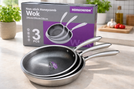 طقم قلايات ستانلس ثقيل 3قطع