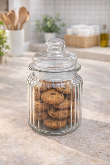 مرطبان ضغط زجاج محزز