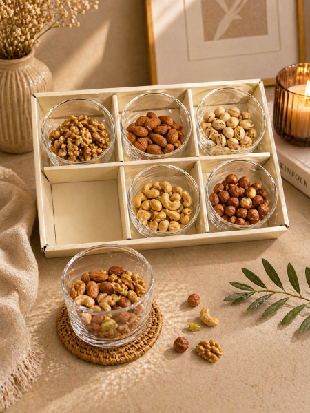 طقم صحون مكسرات 6 شفاف