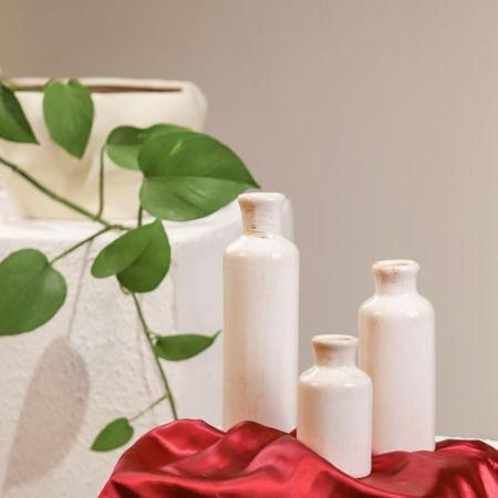 طقم فازات 3 قطع ابيض 13/19/25سم CM2333