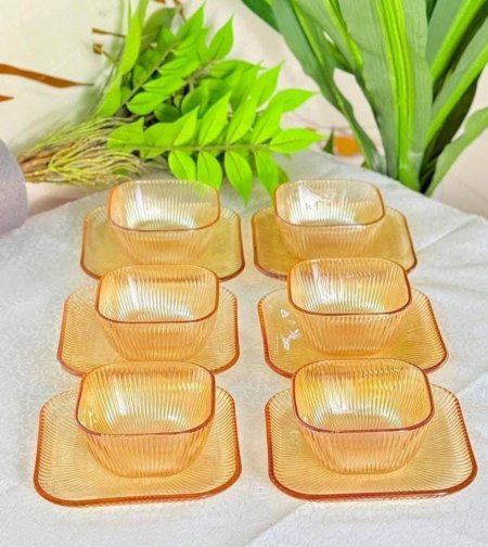 طقم صحون مكسرات 6+6 زجاج