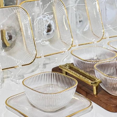 طقم صحون مكسرات 6+6 زجاج