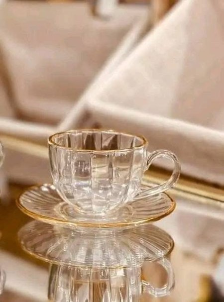 كاسات شاي 6+6 حز ذهبي