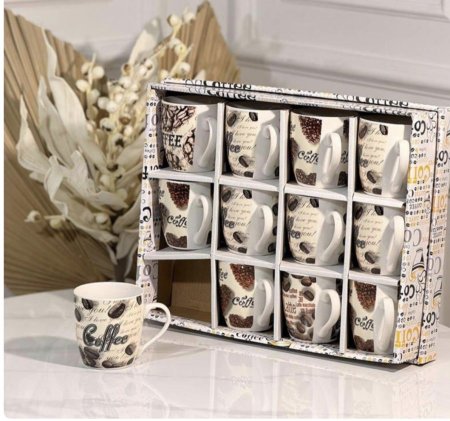 طقم ماغ/مجات /12 بورسلان مكتب COFEE بيج مرسم A301/10=و1