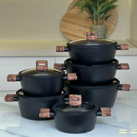 طقم طناجر 6 قطع جرانيت ثقيل 20-30سم