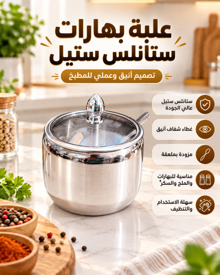سكرية ستانلس مع معلقة