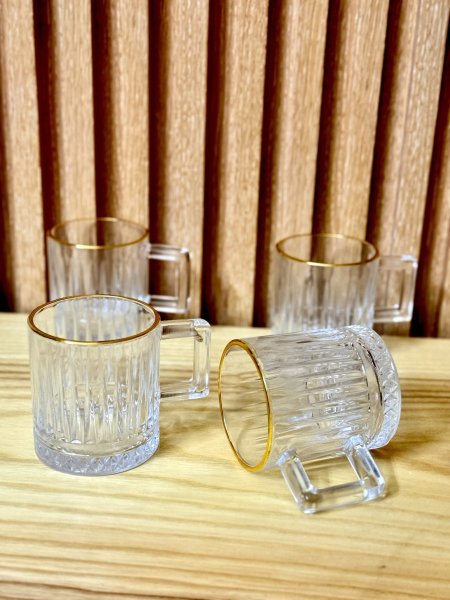 كاسات نسكافيه مع حز ذهبي 12قطعة