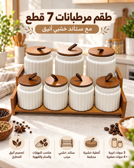 طقم سكريات بورسلان 7 قطع مع ستاند
