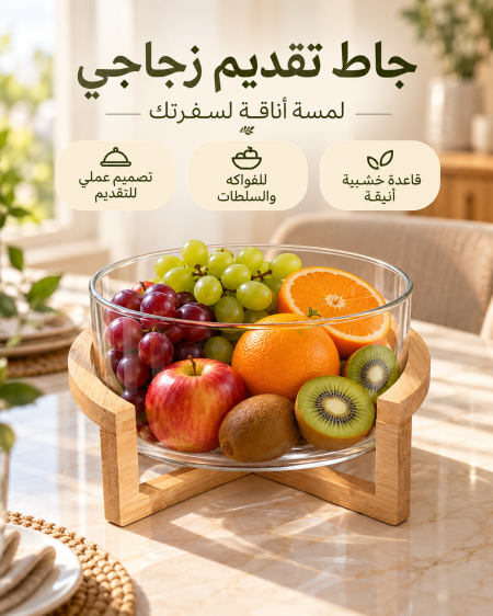 جاط فواكه زجاج مع ستاند خشب