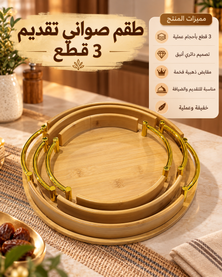 طقم صواني 3قطع مدور