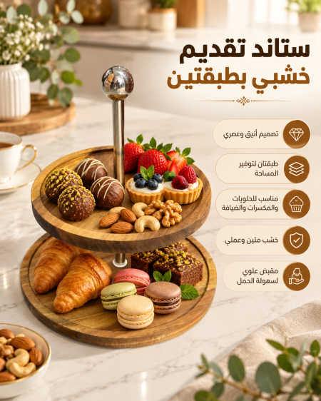 مضيفة خشب طبقتين