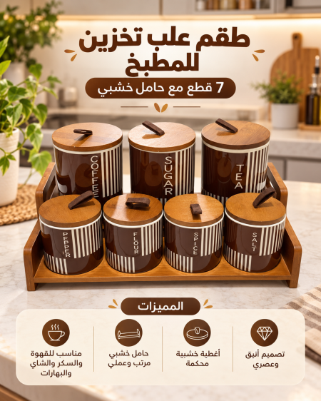 طقم سكريات بورسلان 7 قطع مع ستاند