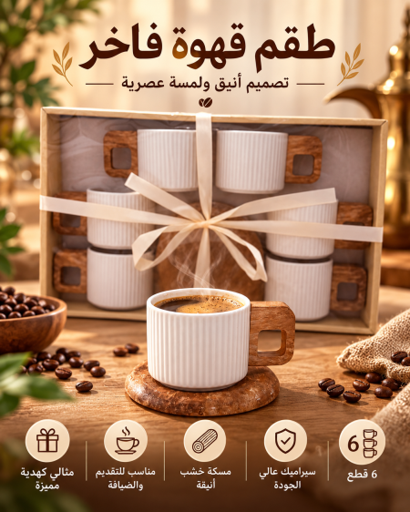 فناجين قهوة 6+6 بورسلان