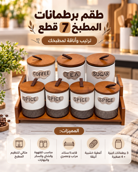 طقم سكريات بورسلان 7 قطع مع ستاند