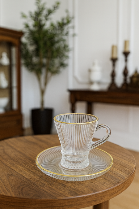 كاسات شاي 6+6 خز ذهبي