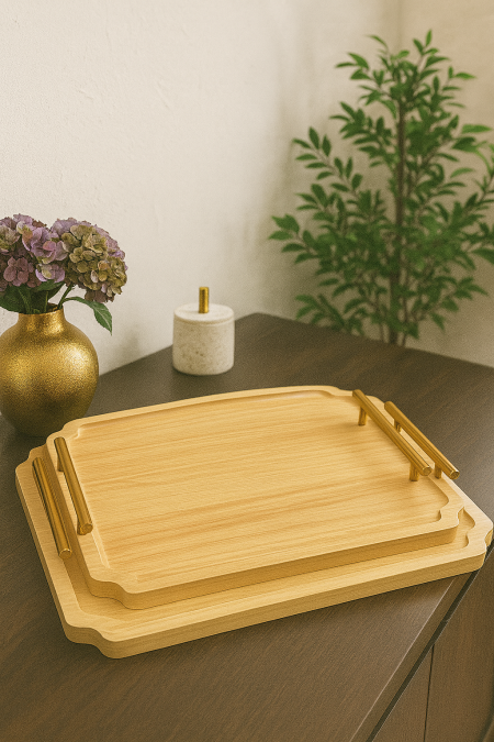 صواني تقديم قطعتين خشبي