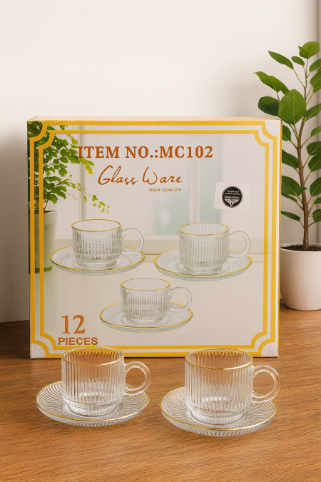 فناجين قهوة 6+6حز ذهبي