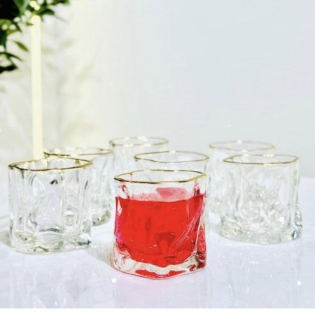 كاسات عصير مطعوجة حز ذهبي