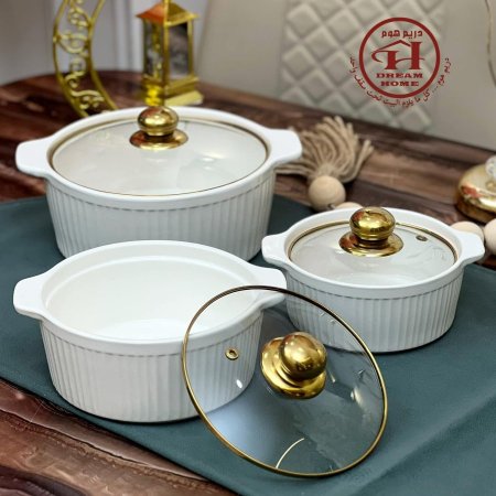 طناجر حرارية 3قطع بورسلان